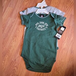 NFL NY Jets Baby Bodysuit 2pc 24 Months NWT 100% Cotton Football Athletic